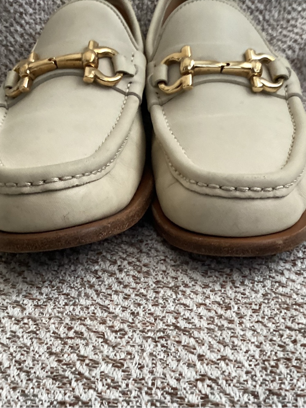 Salvatore Ferragamo Leather Cream Loafers, Size 6.5 - Picture 6 of 12